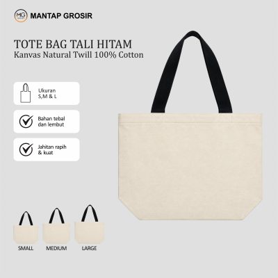 Totebag Kanvas Natural Twill 100% Cotton – Tali Hitam